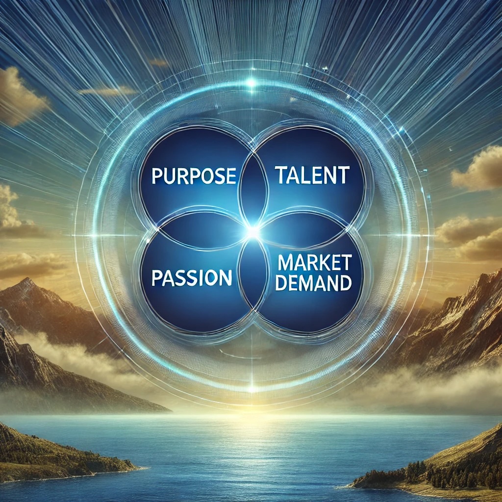 Visual showing the overlap of Purpose Talent Passion and Market Demand