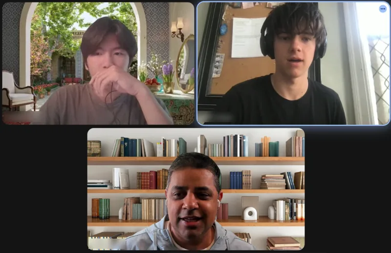 Students and Neil in a live online session