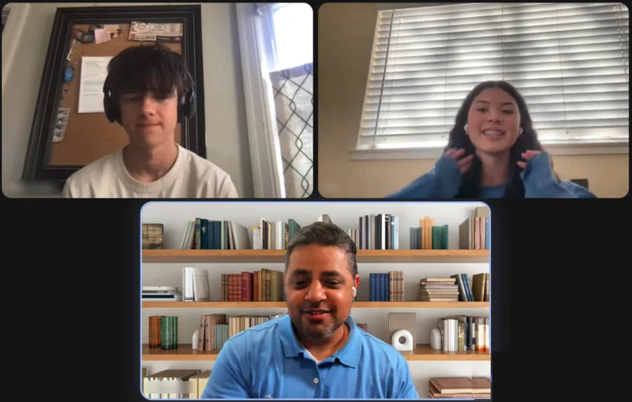 Neil leading a live Saturday session with students